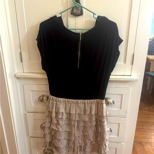Inc Internal Concepts 
Black and Beige Ruffle Dress